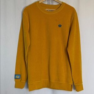 Dutch Bros Coffee Men's Mustard Yellow Fleece Crewneck Sweater Size Small